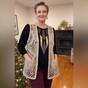 Boho Gold Crochet Vest